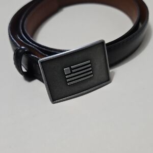 Black Genuine Leather Belt with Silver Buckle Size M 29